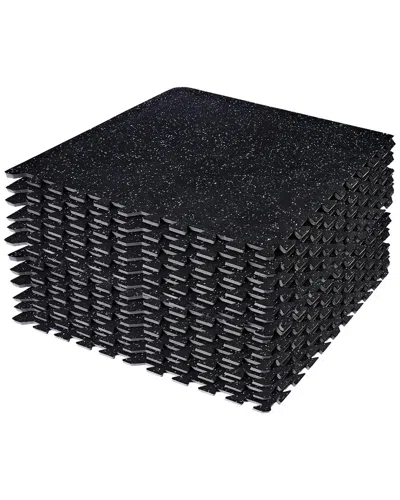 Sorbus Sivan Blue Health & Fitness Exercise Mat Tiles With 12 Tiles In Black