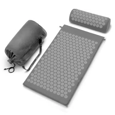 Sorbus Sivan Health And Fitness Acupressure Mat And Pillow Set - Grounding Mat For Stress, Back & Neck Pain In Black