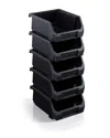 Sorbus Small Stackable Garage Storage Bins - Set Of 5 In Black