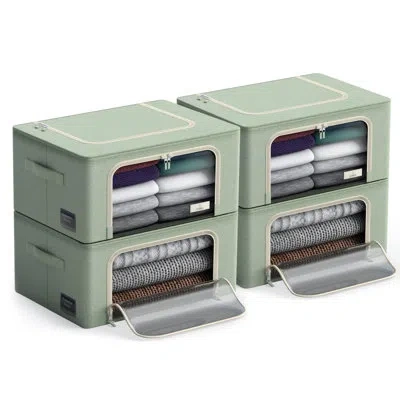 Sorbus Small Storage Box Foldable With Window & Handles 4 Pack In Teal In Green