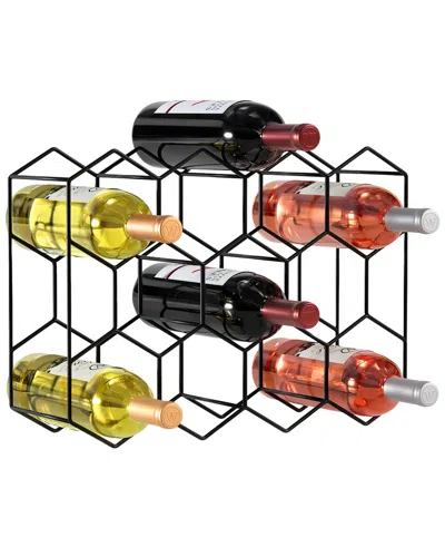Sorbus Stackable 14-bottle Metal Wine Rack In Black