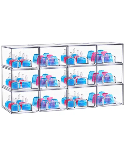 Sorbus Stackable Acrylic Set Of 12 Storage Drawers In Transparent