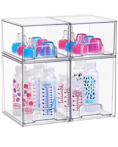 Sorbus Stackable Acrylic Set Of 4 Clear Storage Drawers In Multi