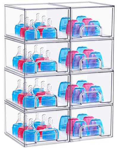 Sorbus Stackable Acrylic Set Of 8 Storage Drawers In Silver