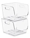 Sorbus Stackable Medium Square Storage Bins - 2-pack In Transparent
