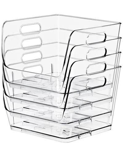 Sorbus Stackable Medium Square Storage Bins - 4-pack In Transparent