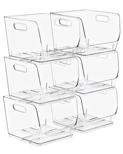 Sorbus Stackable Medium Square Storage Bins - 6-pack In Transparent