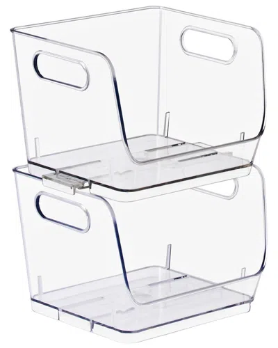 Sorbus Stackable Small Square Storage Bins - 2-pack In Transparent