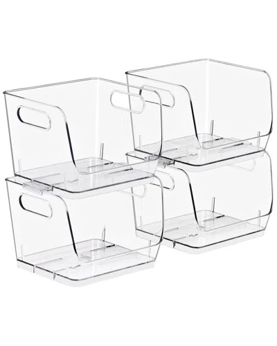 Sorbus Stackable Small Square Storage Bins - 4-pack In Transparent