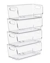 Sorbus Stackable Small Narrow Storage Bins - 4-pack In Transparent