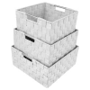 Sorbus Stackable Wicker Woven Basket With Handles 3 Pack In White