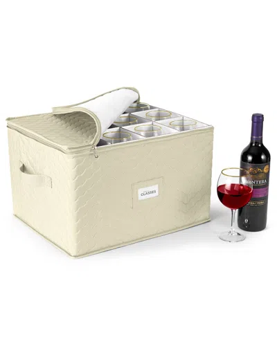 Sorbus Stemware Storage Cases -quilted Wine Glass In Neutral