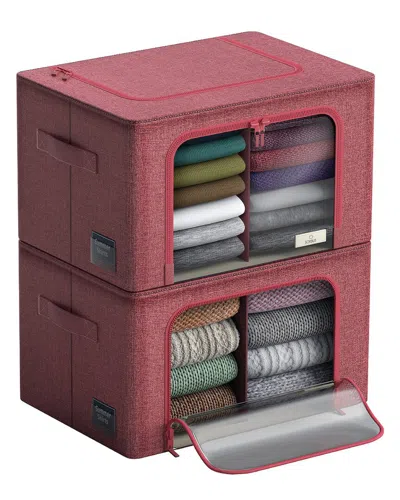 Sorbus Storage Bins With Divided Interior In Burgundy