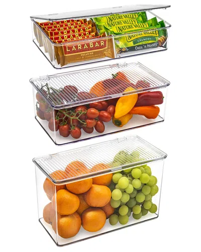 Sorbus Storage Bins With Hinged Lids In Transparent
