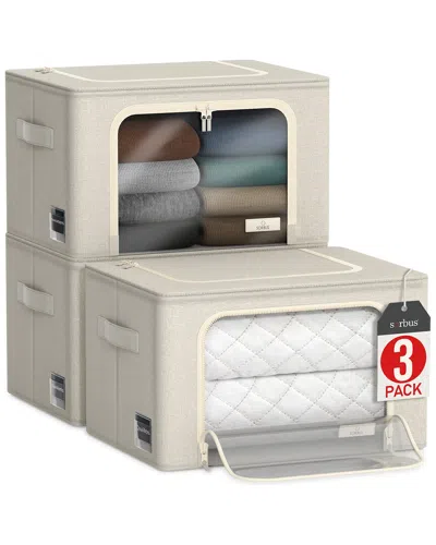 Sorbus Storage Bins With Metal Frame In Beige