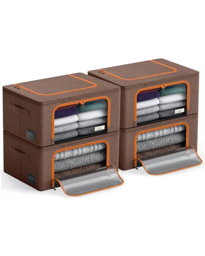 Sorbus Storage Bins With Metal Frame In Brown