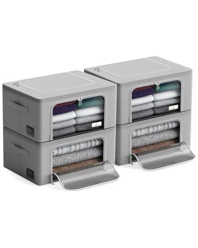 Sorbus Storage Bins With Metal Frame In Gray