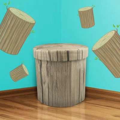 Sorbus Storage Ottoman Foldable With Lid In Log Print In Beige