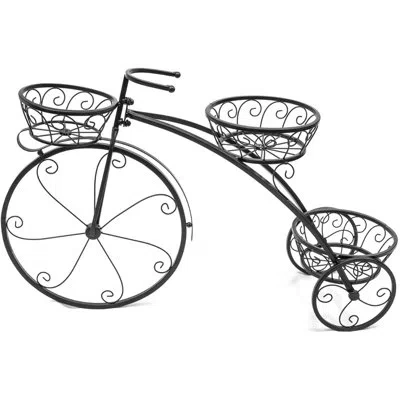 Sorbus Tricycle Plant Stand And Flower Pot Holder In Black