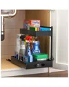 Sorbus Under Sink Black Organizer With Sliding Tracks