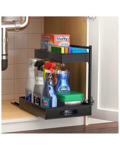 SORBUS SORBUS UNDER SINK BLACK ORGANIZER WITH SLIDING TRACKS