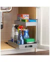 Sorbus Under Sink Silver Organizer With Sliding Tracks In Gray