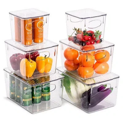 Sorbus Variety Pack Clear Acrylic Bins With Handles And Lids 12-pc. Storage Bin In Transparent