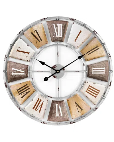 Sorbus Vintage 24in Metal Wall Clock In Brown