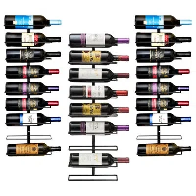 Sorbus Wall Mount Wine Rack - 18 Level Wine Rack Wall Mounted For Wine Bottles, Liquor, Champagne - Black M