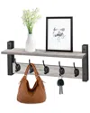 Sorbus Wall Mount Xl Coat Hooks Floating Shelf In Gray
