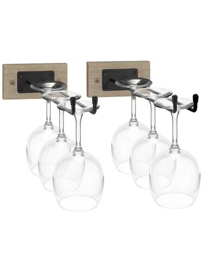 Sorbus Wall Mounted Wine Glass Stemware Rack Set In Transparent