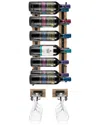 Sorbus Wall Mounted Grey Wine Rack & Glass Holder Set In Black