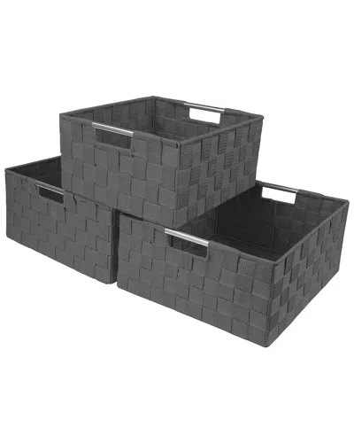 Sorbus Weave 3pc Basket Set In Black