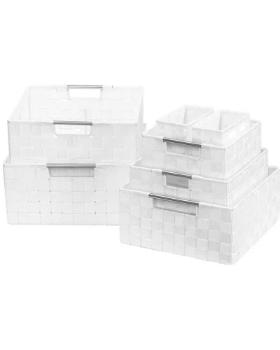 Sorbus Weave 7pc Basket Set In White