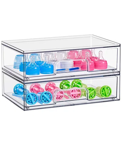 Sorbus Wide Stackable Set Of 2 Acrylic Storage Drawers In Transparent