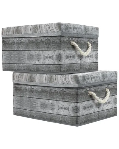 Sorbus Wooden Pattern Storage Box In Gray