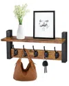 Sorbus Xl Wall Mount Coat Hooks Floating Shelf In Brown