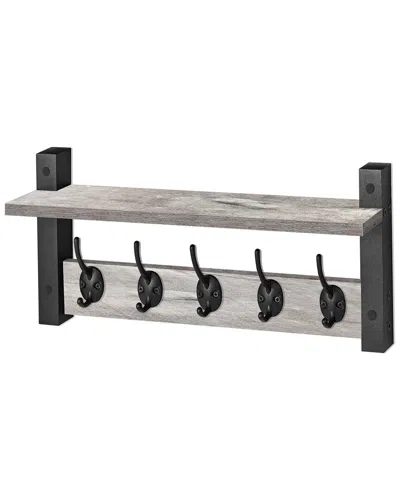 Sorbus Xl Wall Mount Coat Hooks Floating Shelf In Gray