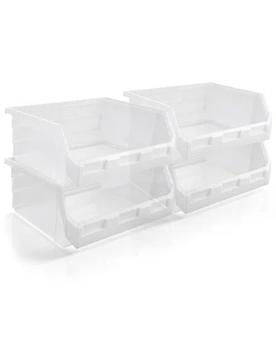 Sorbus X-large Stackable Garage Storage Bins - Set Of 4 In White