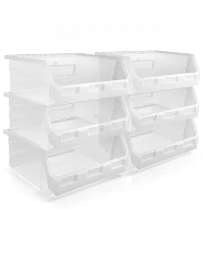 Sorbus X-large Stackable Garage Storage Bins - Set Of 6 In White