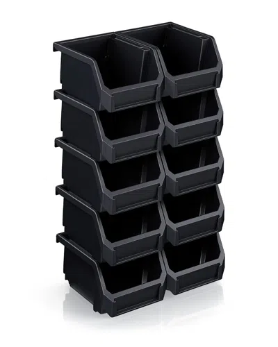 Sorbus X-small Stackable Garage Storage Bins - Set Of 10 In Black