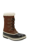 Sorel 1964 Pac Faux Shearling Trim Waterproof Snow Boot In Dark Brown/black