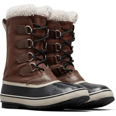 Sorel Caribou™ Faux Shearling-trimmed Nubuck And Rubber Snow Boots In Brown
