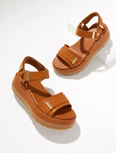 Sorel Â¢leather Sunpeak Platform Sandals - Iced Tea/gum - 9 1/2 M Talbots