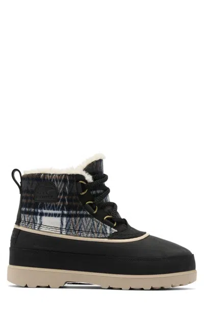 Sorel Ambler Fireside Faux Shearling Lined Chukka Waterproof Leather Boot In Animal Print