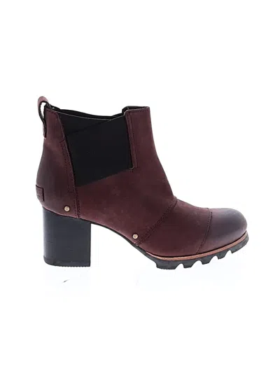 Pre-owned Sorel Ankle Boots In Burgundy