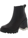 Sorel Brex Womens Leather Block Heel Chelsea Boots In Black