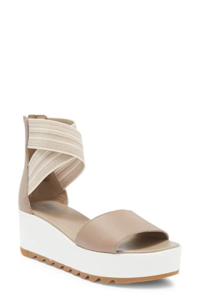 Sorel Cameron Flatform Ankle Strap Sandal In Omega Taupe/ Sea Salt