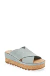 SOREL CAMERON FLATFORM MULE IN CRUSHED BLUE, SEA SALT