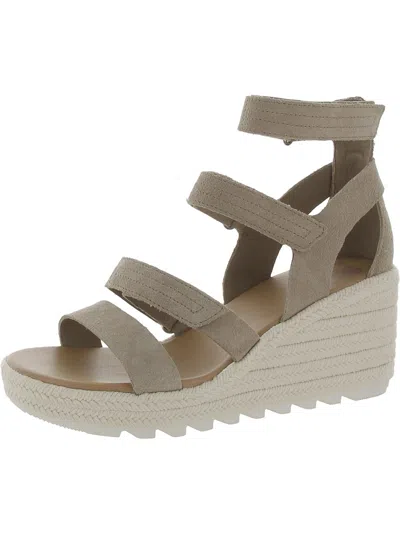 Sorel Cameron Wedge Multi Strap Womens Suede Ankle Strap In Gray